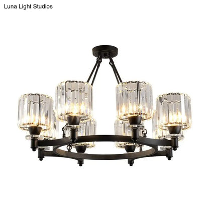 ثريا كريستالية منشورية معاصرة - أسود/ذهبي - مصباح معلق 3/6/8 رؤوس لسقف غرفة الطعام