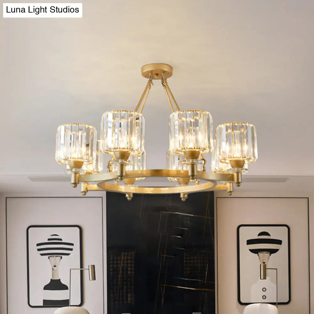 ثريا كريستالية منشورية معاصرة - أسود/ذهبي - مصباح معلق 3/6/8 رؤوس لسقف غرفة الطعام