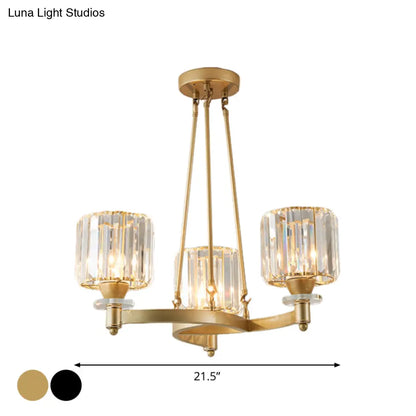 ثريا كريستالية منشورية معاصرة - أسود/ذهبي - مصباح معلق 3/6/8 رؤوس لسقف غرفة الطعام