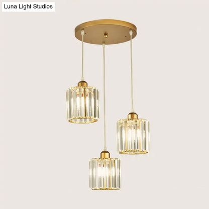 Contemporary Prismatic Crystal Cluster Pendant Light for Stairs