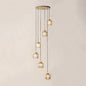 Contemporary Prismatic Crystal Cluster Pendant Light for Stairs