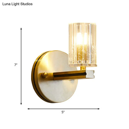 Aplique de pared cilíndrico de cristal prismático contemporáneo DecorBites™ - Montaje en pared de latón