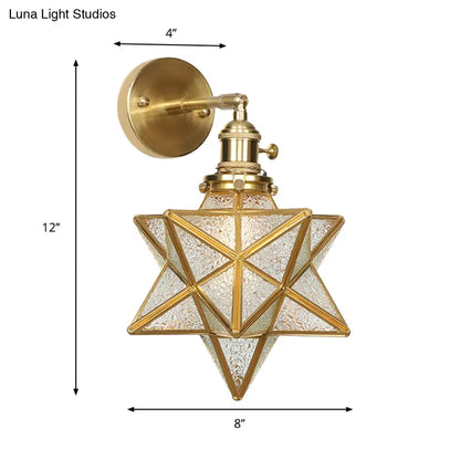 DecorBites™ DecorBites™ Contemporary Prismatic Glass Wall Sconce with Geometric Design - Brass Mount Light Fixture