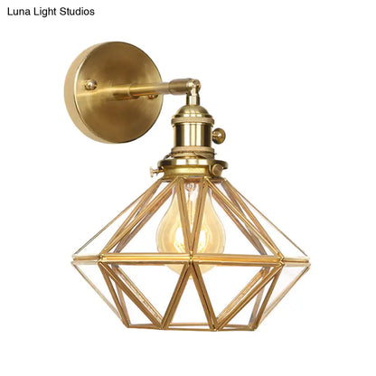 DecorBites™ DecorBites™ Contemporary Prismatic Glass Wall Sconce with Geometric Design - Brass Mount Light Fixture