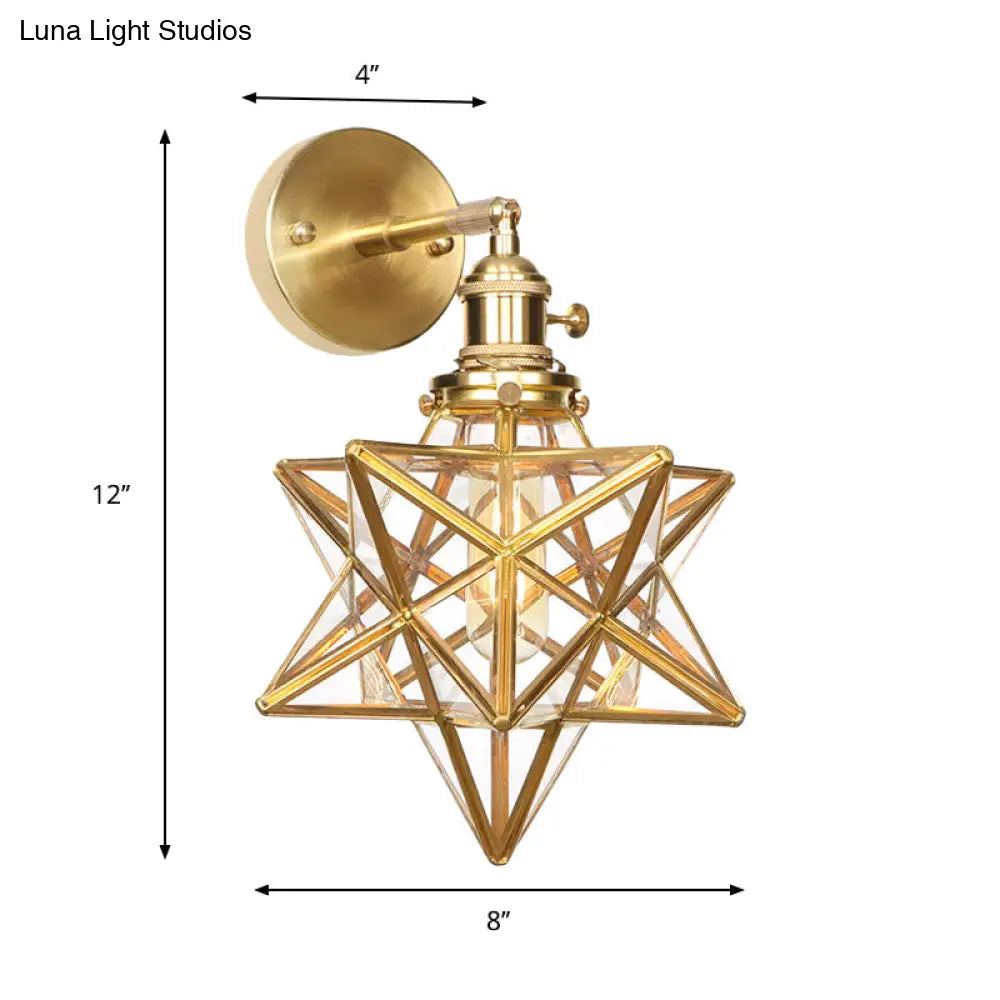DecorBites™ DecorBites™ Contemporary Prismatic Glass Wall Sconce with Geometric Design - Brass Mount Light Fixture