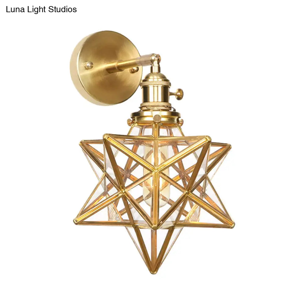 DecorBites™ DecorBites™ Contemporary Prismatic Glass Wall Sconce with Geometric Design - Brass Mount Light Fixture