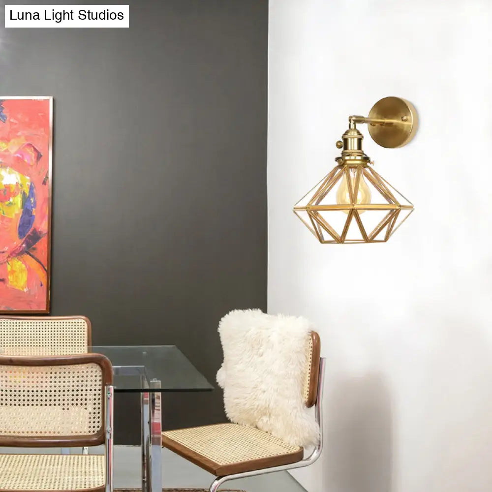 DecorBites™ DecorBites™ Contemporary Prismatic Glass Wall Sconce with Geometric Design - Brass Mount Light Fixture