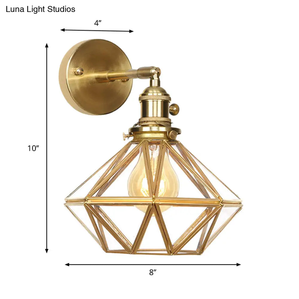 DecorBites™ DecorBites™ Contemporary Prismatic Glass Wall Sconce with Geometric Design - Brass Mount Light Fixture