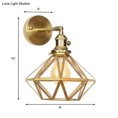 DecorBites™ DecorBites™ Contemporary Prismatic Glass Wall Sconce with Geometric Design - Brass Mount Light Fixture