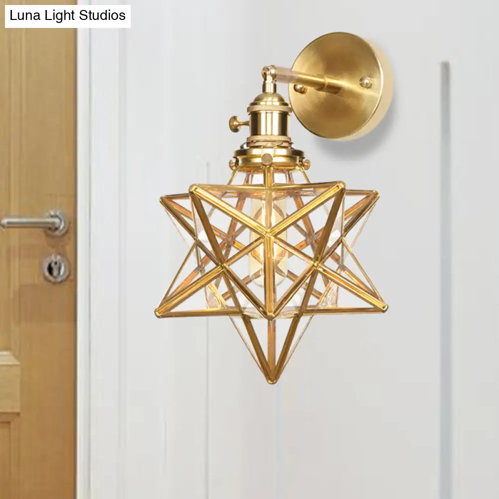 DecorBites™ DecorBites™ Contemporary Prismatic Glass Wall Sconce with Geometric Design - Brass Mount Light Fixture