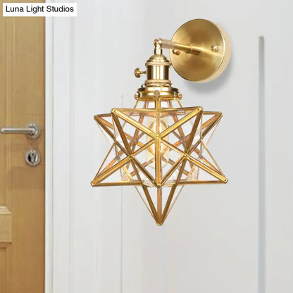 DecorBites™ DecorBites™ Contemporary Prismatic Glass Wall Sconce with Geometric Design - Brass Mount Light Fixture