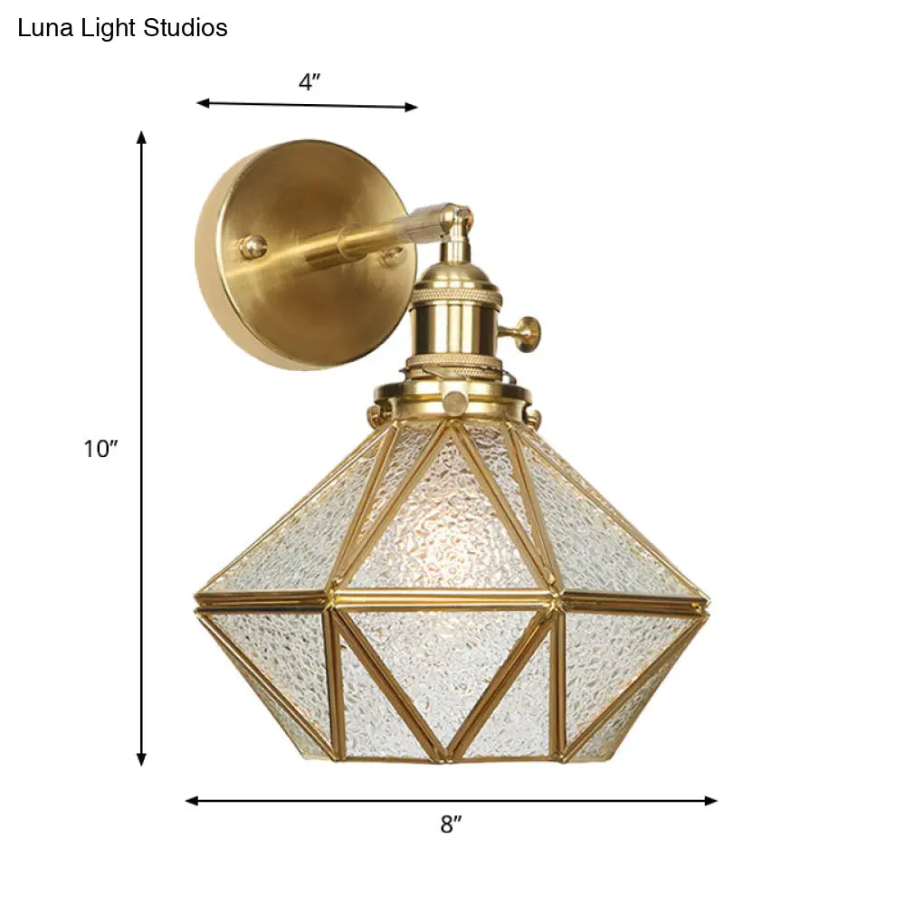 DecorBites™ DecorBites™ Contemporary Prismatic Glass Wall Sconce with Geometric Design - Brass Mount Light Fixture