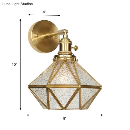 DecorBites™ DecorBites™ Contemporary Prismatic Glass Wall Sconce with Geometric Design - Brass Mount Light Fixture