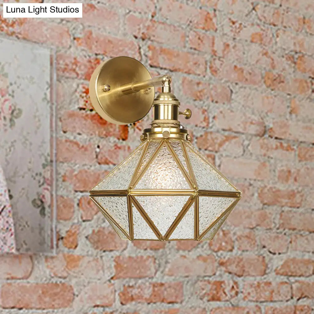 DecorBites™ DecorBites™ Contemporary Prismatic Glass Wall Sconce with Geometric Design - Brass Mount Light Fixture