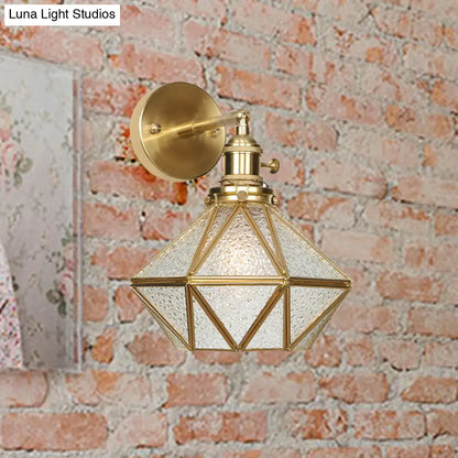 DecorBites™ DecorBites™ Contemporary Prismatic Glass Wall Sconce with Geometric Design - Brass Mount Light Fixture