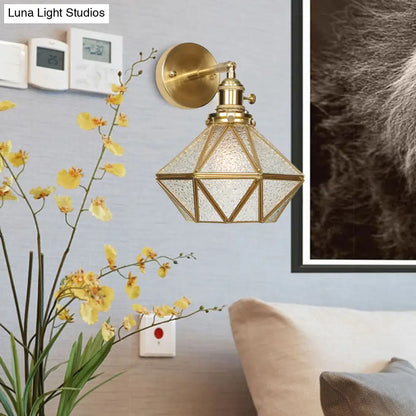 DecorBites™ DecorBites™ Contemporary Prismatic Glass Wall Sconce with Geometric Design - Brass Mount Light Fixture