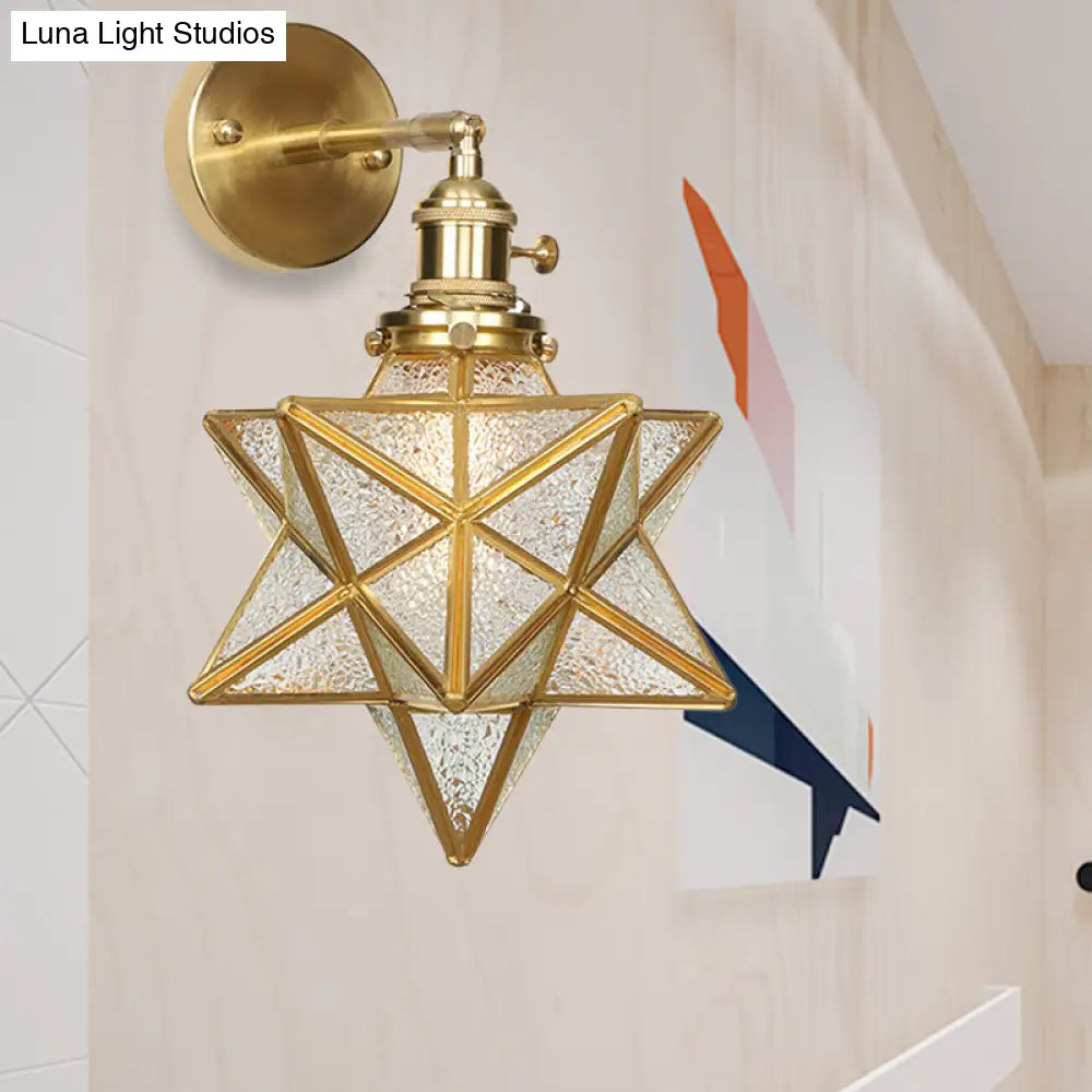 DecorBites™ DecorBites™ Contemporary Prismatic Glass Wall Sconce with Geometric Design - Brass Mount Light Fixture