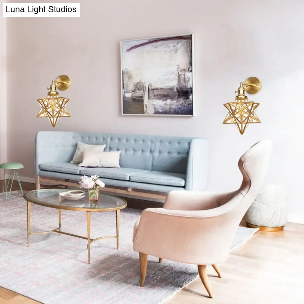 DecorBites™ DecorBites™ Contemporary Prismatic Glass Wall Sconce with Geometric Design - Brass Mount Light Fixture