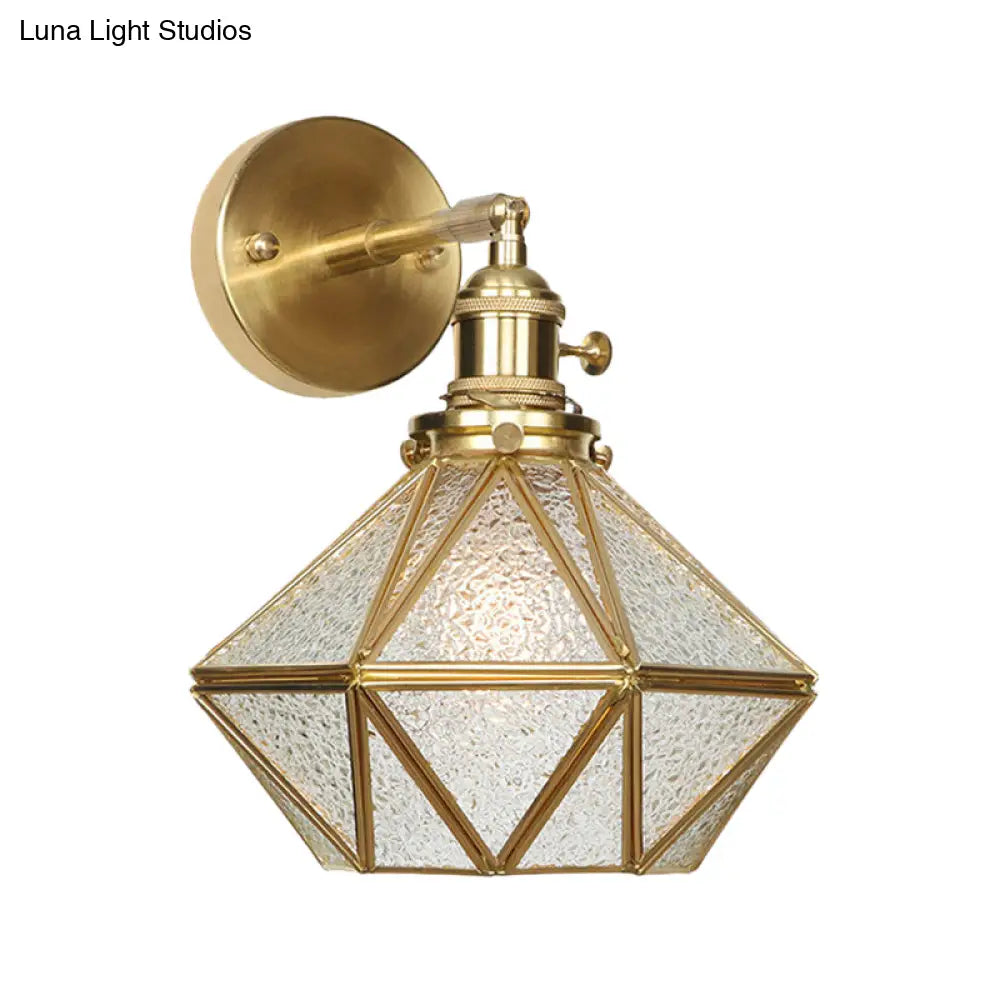 DecorBites™ DecorBites™ Contemporary Prismatic Glass Wall Sconce with Geometric Design - Brass Mount Light Fixture