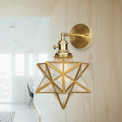 DecorBites™ DecorBites™ Contemporary Prismatic Glass Wall Sconce with Geometric Design - Brass Mount Light Fixture