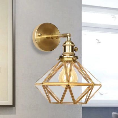 DecorBites™ DecorBites™ Contemporary Prismatic Glass Wall Sconce with Geometric Design - Brass Mount Light Fixture