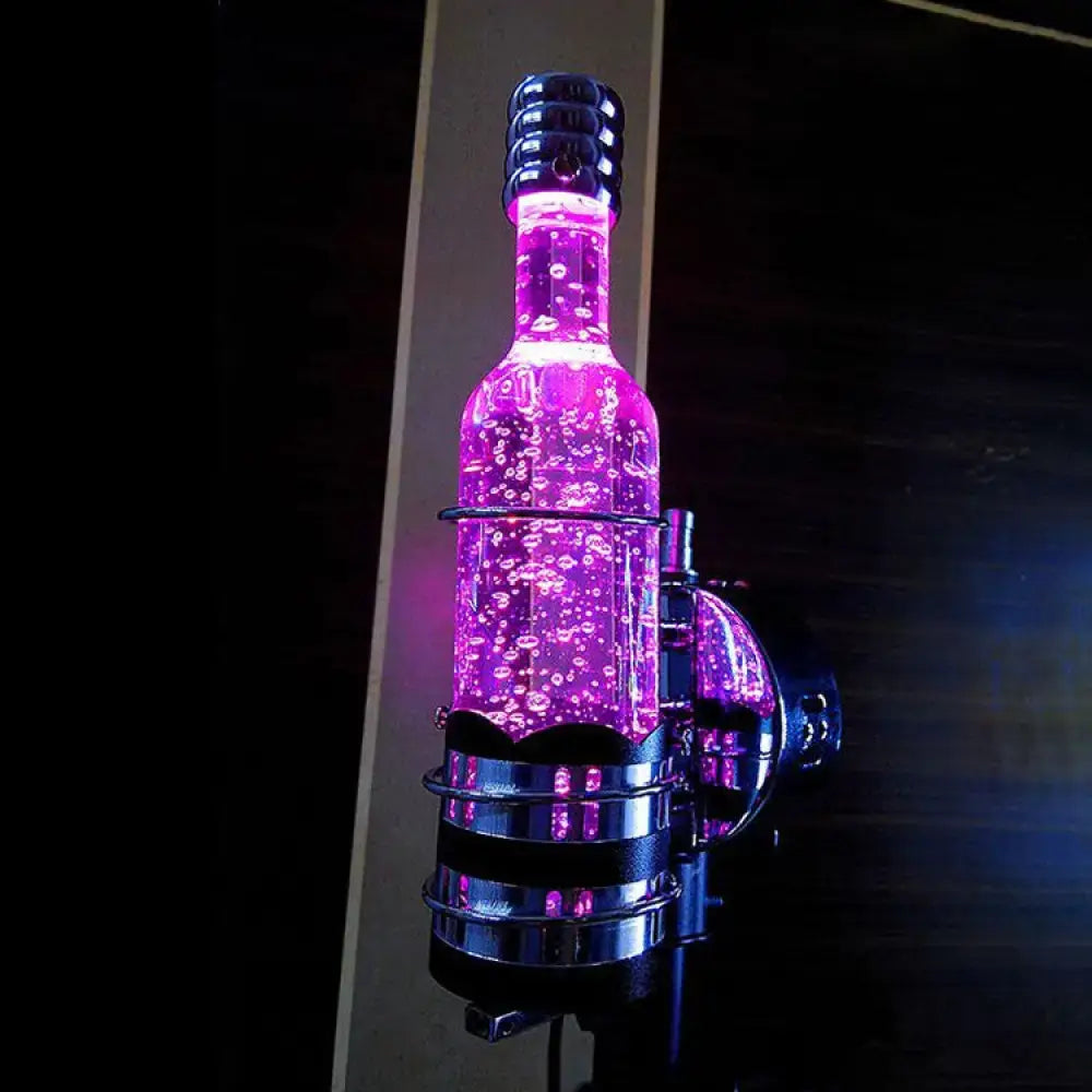 Contemporary purple crystal wall lamp with metallic chrome accents and floating bubble effect multi color wall light
