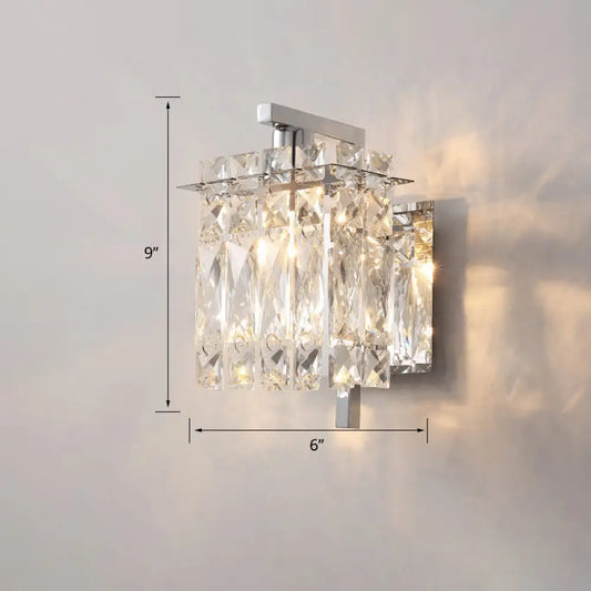 Aplique de pared rectangular contemporáneo DecorBites™ con pantalla de cristal - Diseño biselado elegante