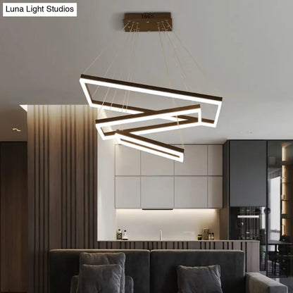 ثريا قهوة أكريليك مستطيلة معاصرة بإضاءة LED - مصباح معلق بثلاثة أو أربعة أو خمسة طبقات