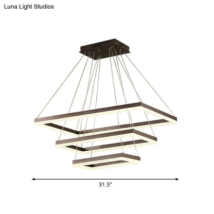ثريا قهوة أكريليك مستطيلة معاصرة بإضاءة LED - مصباح معلق بثلاثة أو أربعة أو خمسة طبقات