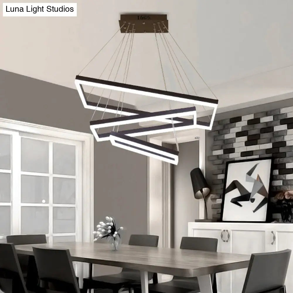 ثريا قهوة أكريليك مستطيلة معاصرة بإضاءة LED - مصباح معلق بثلاثة أو أربعة أو خمسة طبقات