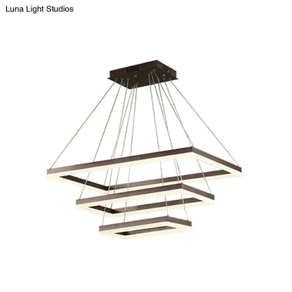 ثريا قهوة أكريليك مستطيلة معاصرة بإضاءة LED - مصباح معلق بثلاثة أو أربعة أو خمسة طبقات