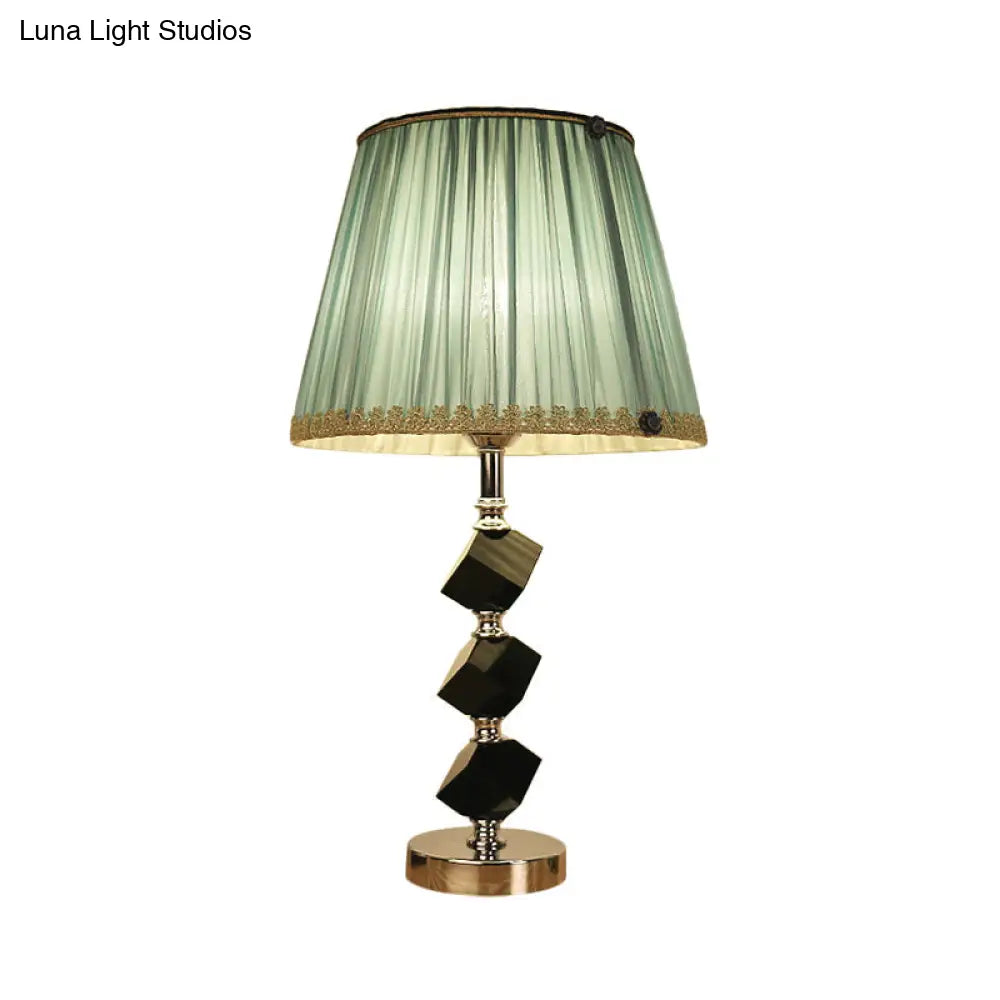 مصباح طاولة معاصر أحمر/أخضر مع إضاءة بجانب السرير من الكريستال المشطوف وحواف مضفرة