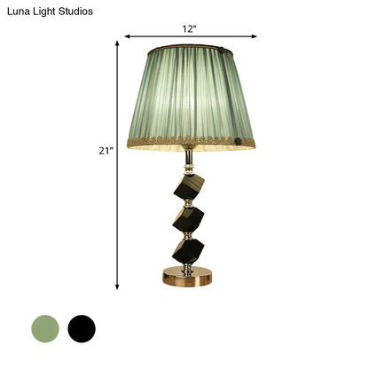 مصباح طاولة معاصر أحمر/أخضر مع إضاءة بجانب السرير من الكريستال المشطوف وحواف مضفرة