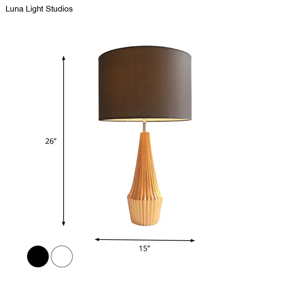 مصباح طاولة ليلي معاصر على شكل دمعة من الراتنج مع غطاء قماش دائري