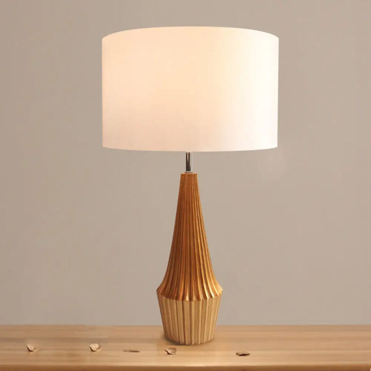 Contemporary Resin Teardrop Night Light Table Lamp with Round Fabric Shade
