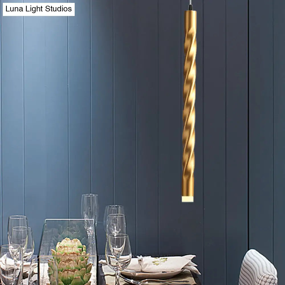 Contemporary Rope Shape Mini Pendant Lamp - Modern Metal Design with Gold Finish for Stair Kitchen