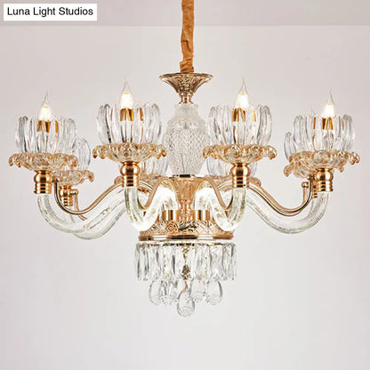 ثريا كريستالية معاصرة على شكل زهرة من الذهب الوردي لغرفة المعيشة والسقف