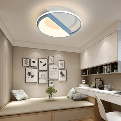 Lámpara de techo redonda contemporánea DecorBites™ de acrílico, LED, 18"/21.5" de ancho, luz blanca/rosa/azul, para dormitorio, luz cálida/blanca.