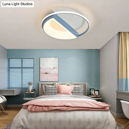 Lámpara de techo redonda contemporánea DecorBites™ de acrílico, LED, 18"/21.5" de ancho, luz blanca/rosa/azul, para dormitorio, luz cálida/blanca.