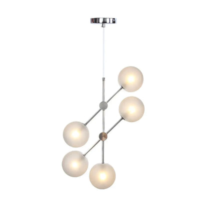 ثريا دائرية معاصرة - أبيض/شفاف/كهرماني زجاجي - كروم - 5 مصابيح