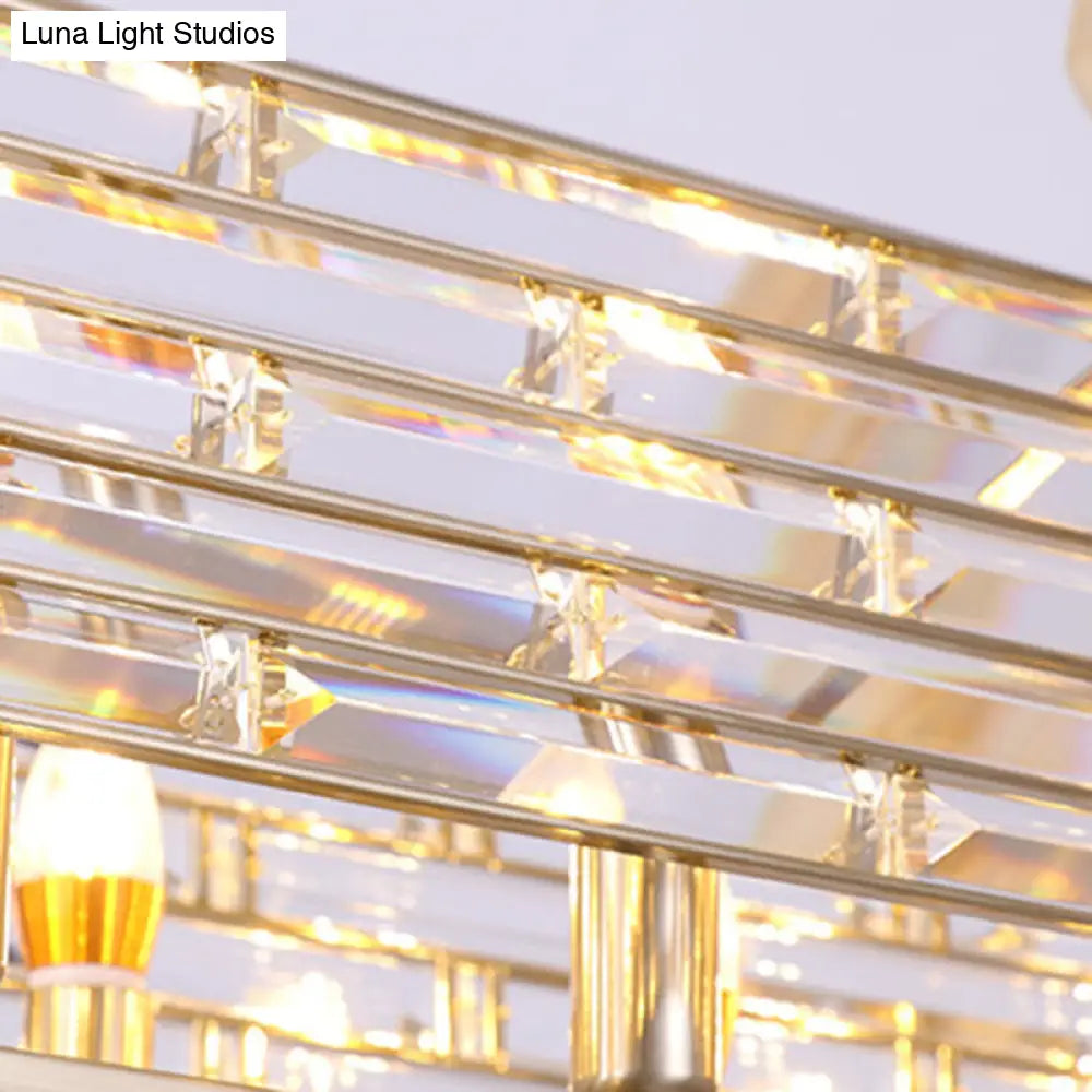 Lámpara de araña redonda contemporánea de cristal - 6 cabezas, acabado en latón