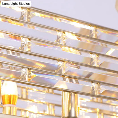 Lámpara de araña redonda contemporánea de cristal - 6 cabezas, acabado en latón