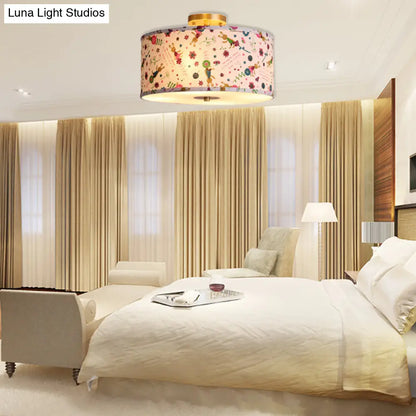 DecorBites™ DecorBites™ Contemporary Round Fabric Ceiling Lamp for Child's Bedroom - Semi Flushmount Light