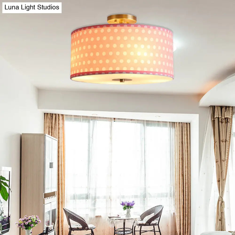 DecorBites™ DecorBites™ Contemporary Round Fabric Ceiling Lamp for Child's Bedroom - Semi Flushmount Light