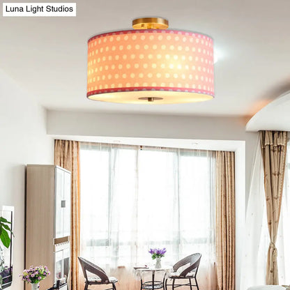 DecorBites™ DecorBites™ Contemporary Round Fabric Ceiling Lamp for Child's Bedroom - Semi Flushmount Light