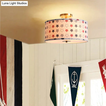 DecorBites™ DecorBites™ Contemporary Round Fabric Ceiling Lamp for Child's Bedroom - Semi Flushmount Light