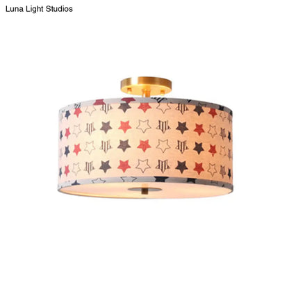 DecorBites™ DecorBites™ Contemporary Round Fabric Ceiling Lamp for Child's Bedroom - Semi Flushmount Light