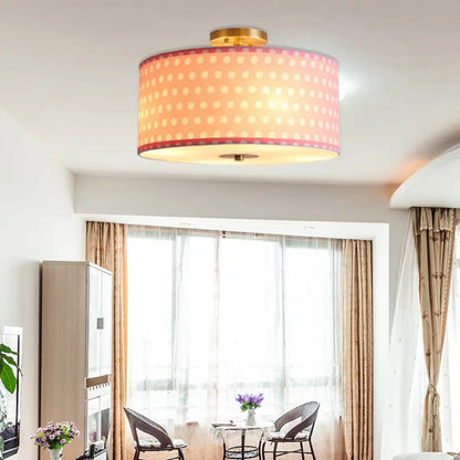 DecorBites™ DecorBites™ Contemporary Round Fabric Ceiling Lamp for Child's Bedroom - Semi Flushmount Light