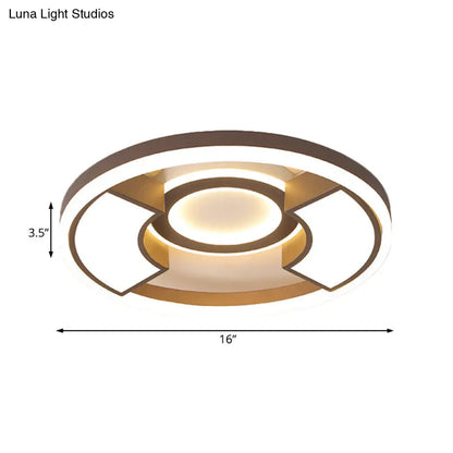 DecorBites™ DecorBites™ Contemporary Round Flush Mount LED Ceiling Light Fixture - 16"/19.5" Diameter - Warm/White Light - for Bedroom