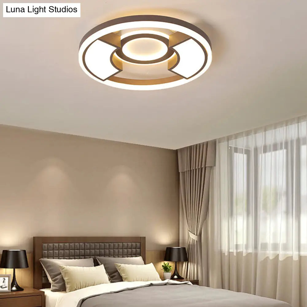 DecorBites™ DecorBites™ Contemporary Round Flush Mount LED Ceiling Light Fixture - 16"/19.5" Diameter - Warm/White Light - for Bedroom